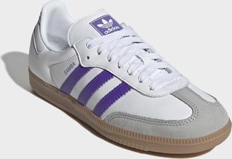 adidas Sneaker ADIDAS ORIGINALS SAMBA OG, Damen, Gr. 38,5, cloud wei&szlig;, lila rush, grau one, Leder, Schuhe Sneaker