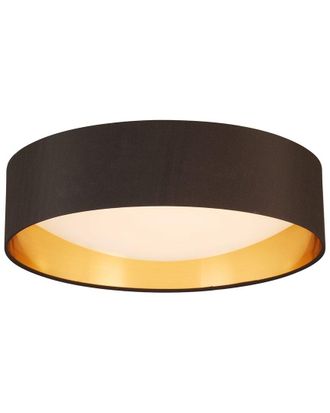 Eglo Eglo Orme Integrated Led 16 Ceiling Light With Black & Gold Fabric Shade With White Acrylic Diffuser