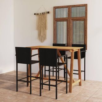 vidaXL Conjunto De Bar Para Jard&iacute;n 5 Piezas Negro Vidaxl