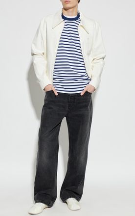 Ami Oversize T-shirt With Stripe Pattern, Mens, Navy Blue