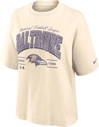Nike Baltimore Ravens Vintage Mod Boxy Nike Womens NFL T-Shirt in White | 01CM15A8G-U9E