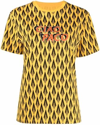 Paco Rabanne T-Shirts, female, Multicolor, 2XL, Geometric Print Crew Neck T-shirt