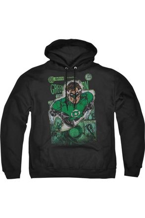 Gildan Justice League of America Green Lantern 1 Distress Adult Pull Over Hoodie / Hooded Sweatshirt