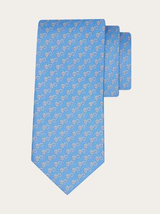 Ferragamo Uomo Cravatta in seta stampa Gufo Blu