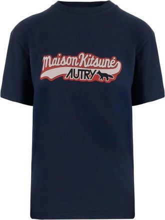 Autry Blauw Unisex T-shirt van Maison Kitsune - Heren - T-shirts - Blauw - L - Tops