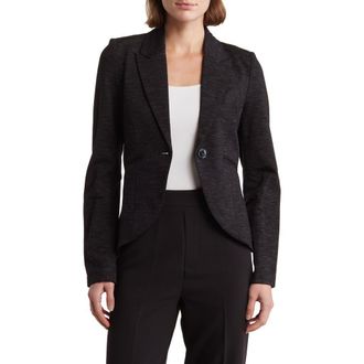 Amanda + Chelsea Peak Lapel High-Low Ponte Blazer in Black Navy Multi at Nordstrom Rack, Size X-Large