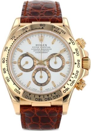 Rolex 1997 Daytona Automatique 39mm - unisex - Sapphire Glass/18kt Yellow Gold/Leather - One Size - White