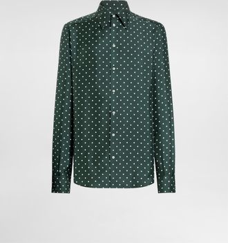Dolce & Gabbana Polka Dot-print Silk Twill Martini Shirt - Man Collection 38
