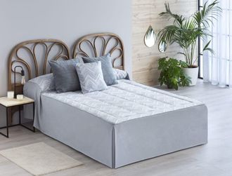 Confecciones Paula Colcha Edred&oacute;n acolchada jacquard gris cama 90 (90x225+50 cm)