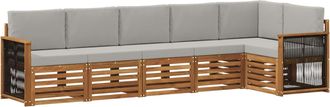 vidaXL Conjunto De Sof&aacute;s De Exterior 5 Uds. Natural Y Gris Claro Vidaxl