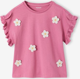 Vertbaudet T-Shirt mit kurzen Volant&auml;rmeln M&auml;dchen rosa