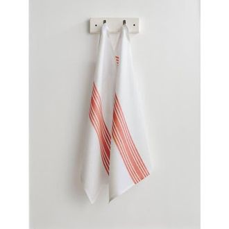 Solino Home Linen Kitchen Towels - Farmhouse in Red And White at Nordstrom, Size Medium