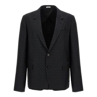 Alexander McQueen Skull Jacquard Deconstructed Jacket - male - Alexander McQueen - Blazers - Black - L - Suits