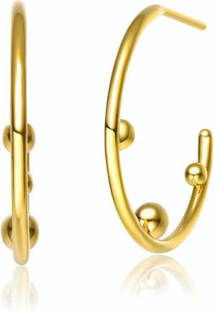 Rachel Glauber 14k Gold Plated Beaded Open Hoop