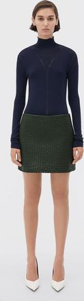 Bottega Veneta Army Green Leather Mini Skirt