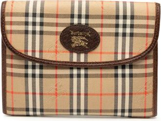 Burberry Pouch in tela con motivo Haymarket Check XX secolo - Marrone