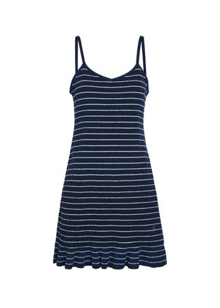 J.W.Anderson Logo-embroidered Striped Terry Mini Dress - Navy - S (UK8-10 / S)
