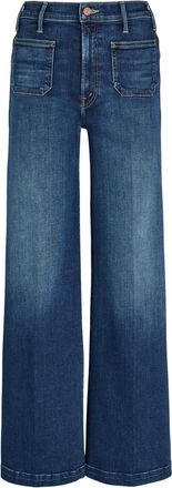 Mother Hustler Roller Skimp Patch Pockets Wide-leg Stretch-denim Jeans - Navy - 27 (W27 / UK8-10 / S)