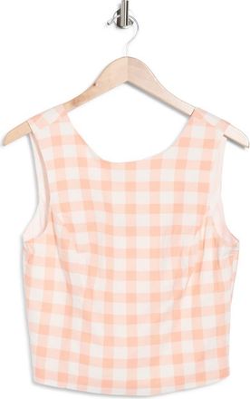 French Connection Gingham Check Sleeveless Top in Peach/White at Nordstrom Rack, Size X-Small