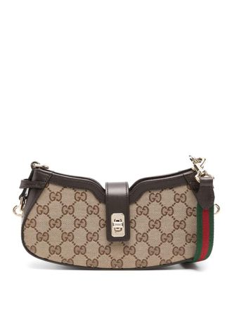 Gucci small Moon Side shoulder bag - women - Cotton - One Size - Brown