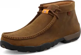 Twisted X Boots Mens Work Chukka Driving Moc Shoes In Distress Saddle