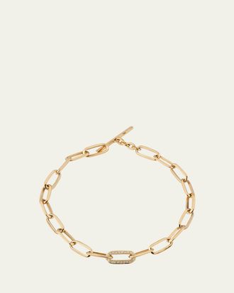 Lizzie Mandler 18K Knife Edge Link Bracelet with Pav&eacute; Diamond Center Link
