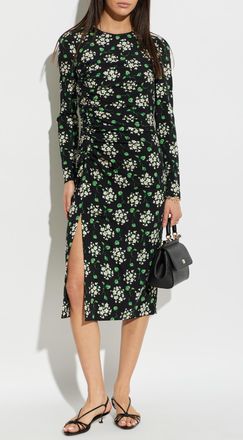 Dolce & Gabbana Silk Dress With Floral Motif, Womens, Black