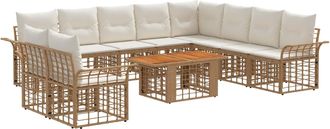 vidaXL Conjunto De Sof&aacute;s De Jard&iacute;n 11 Uds. Natural Y Crema Vidaxl