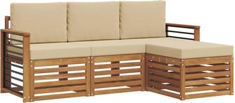 vidaXL Conjunto De Sof&aacute;s De Exterior 4 Uds. Natural Y Beige Vidaxl