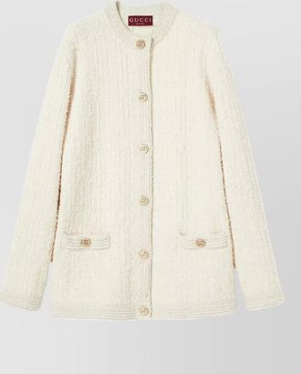 Gucci longline crewneck cardigan front pockets design