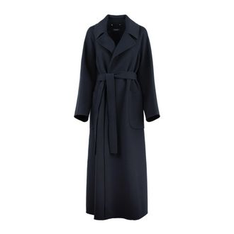 Max Mara Midnight Blue Wool Long Robe Coat