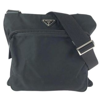 Prada Pre-owned Cross Body Bags, female, Black, Size: ONE SIZE Pre-owned Tessuto Nylon Shoulder Bag