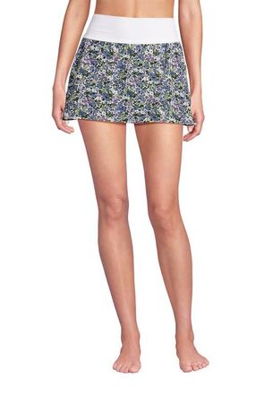 Lands End Pinchless Mini Swim Skort in White/lilac Multi Ditsy Floral at Nordstrom, Size 24W