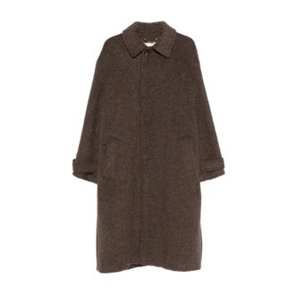 Golden Goose Single-Breasted Coats, male, Brown, Size: M Brown Teddy-Effect Wool Coat