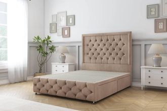 Sloomy Vienna Naples Divan Base 2 Drawers - 26 Headboard & 12 Footboard in Light Brown | Size: Single