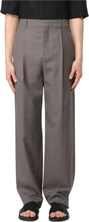 Saint Laurent Wide Trousers, male, Brown, Size: L Sophisticated Wool Trousers