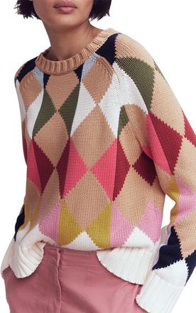 Boden Argyle Cotton Sweater in Mutli Argyle at Nordstrom, Size Small