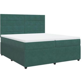 vidaXL Vidaxl - Cama Box Spring Con Colch&oacute;n Terciopelo Verde Oscuro 200x200 Cm
