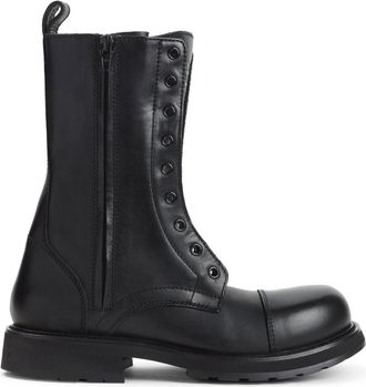 Balenciaga Black Truck Leather Boots-Donna