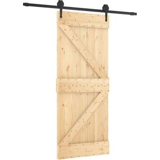 vidaXL Vidaxl - Puerta Corredera Con Herrajes Madera Maciza De Pino 85x210 Cm