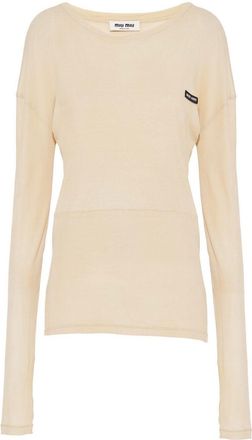Miu Miu garment-dyed mini dress - women - Cotton - M - Neutrals
