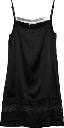 Niccol&ograve; Pasqualetti Black Lace Ruffled Silk Baby Doll Mini Dress