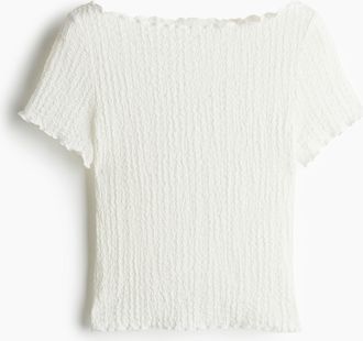 H&M Crinkle-Bluse mit Overlock-Details - White