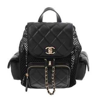 Chanel Matelasse Black Mesh Leather Backpack (Pre-Owned)