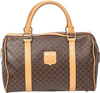 Celine Brown & Beige Macadam Coated Canvas Small Boston Bag (Authentic Pre- Loved)