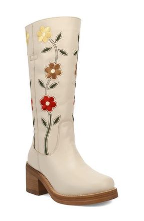 Dingo Bloom Embroidered Boot in Off White at Nordstrom, Size 7.5