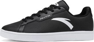 Anta Leather Skateboarding Shoes Black White 912028003-1