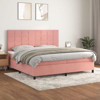 vidaXL Vidaxl - Cama Box Spring Con Colch&oacute;n Terciopelo Rosa 200x200 Cm