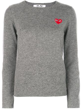 Comme Des Garçons heart-appliqué sweater - Grey