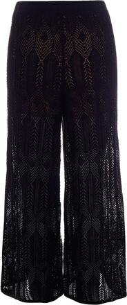Liu Jo Womens Trousers Perforated Knit Black Cotton Polyamide